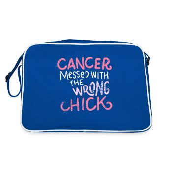 Cancer messed with the wrong chick - Retro Tasche - Blau/Weiß - Hinten