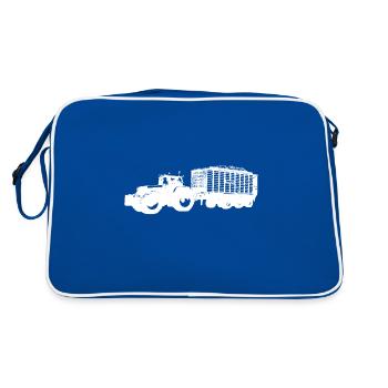 Farmer Corn Chopping Harvest Farmer Tractor Tractor - Retro Bag - blue/white - Back