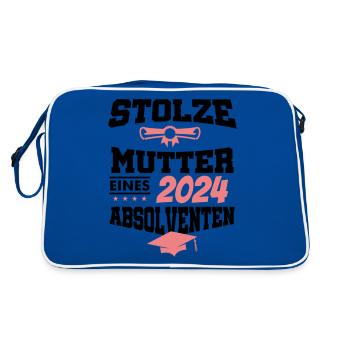 Absolvent Student Sponsion Graduate stolze Mutter - Retro Tasche - Blau/Weiß - Hinten