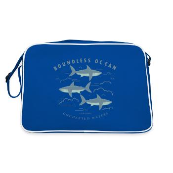 Grenzenloses Meer, erkunden Sie unbekannte Gewässer - Retro Tasche - Blau/Weiß - Hinten
