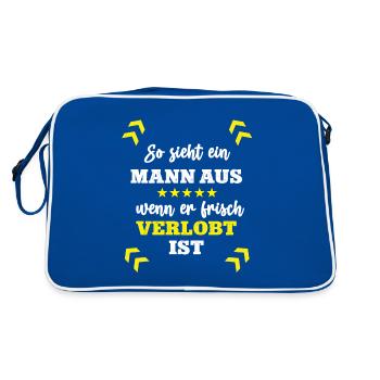 Verlobter Verlobung Verlobt Junggesellenabschied - Retro Tasche - Blau/Weiß - Hinten