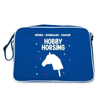 Hobby Horse Steckenpferde Reiter Hobby Horsing - Retro Tasche - Blau/Weiß - Hinten