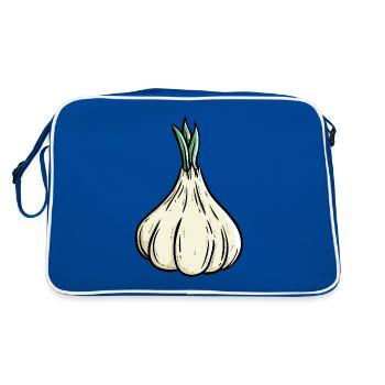 Knoblauch Kostüm Knoblauchzehe Knobi Garlic - Retro Tasche - Blau/Weiß - Hinten