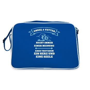 Team Onkel und Vetter Partnerlook Familie Cousin - Retro Tasche - Blau/Weiß - Hinten