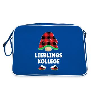 Lieblingskollege Wichteln Weihnachtsfeier Kollege - Retro Tasche - Blau/Weiß - Hinten