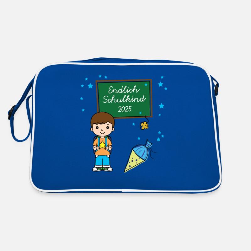 Endlich Schulkind Junge 2025 Einschulung Schule Retro Tasche
