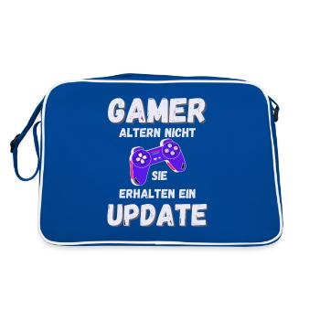 GAMER Lustiger Spruch Gaming Update - Retro Tasche - Blau/Weiß - Hinten