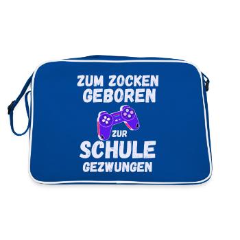 Gamer Spruch Gaming Sprüche Schule - Retro Tasche - Blau/Weiß - Hinten