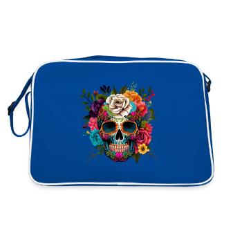 Fleurs de crâne colorées - Sac Retro - bleu/blanc - Dos