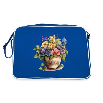 Pot de fleurs vintage - Sac Retro - bleu/blanc - Dos
