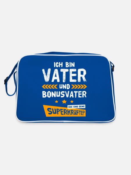 Vater Bonus Papa Bonusvater Bonuspapa Vatertag - Retro Tasche - Blau/Weiß - Hinten