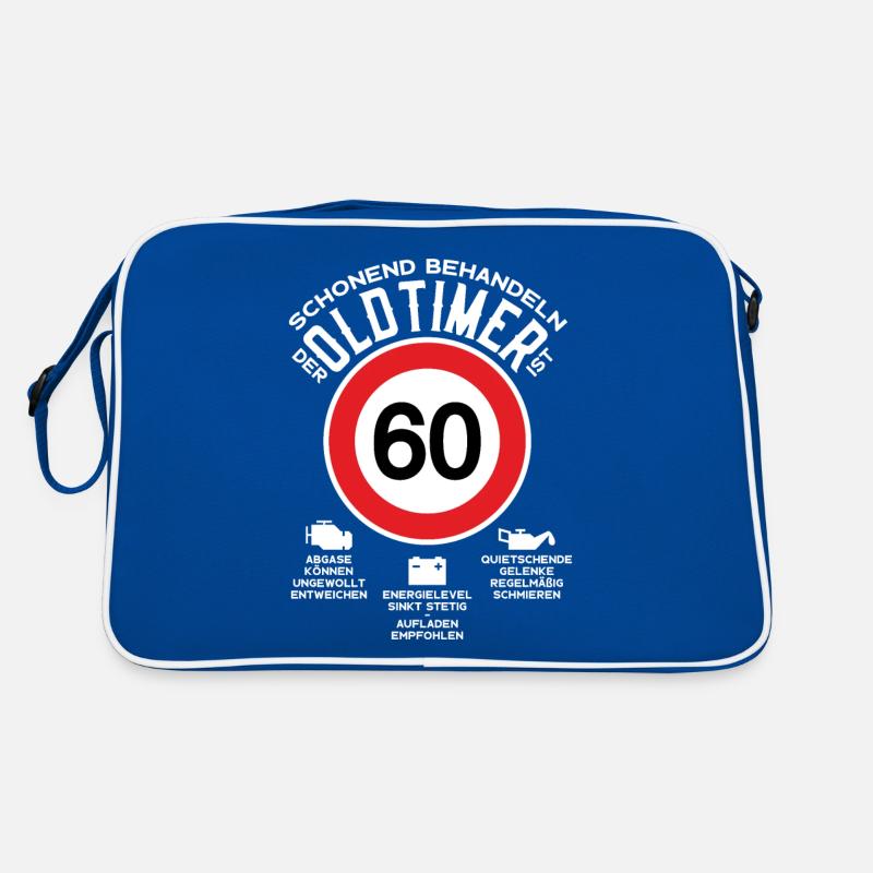 SCHONEND BEHANDELN 60. GEBURTSTAG OLDTIMER - Retro Tasche - Blau/Weiß