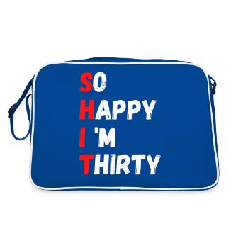 SHIT So Happy In Thirty Thirty Birthday Funny - Retro Bag - blue/white - Back