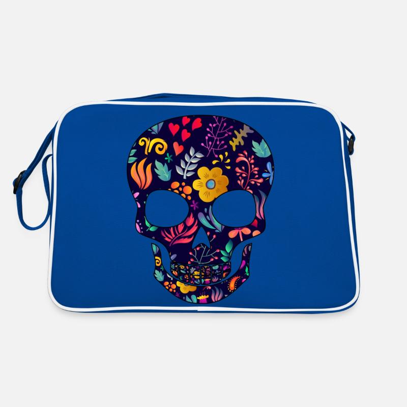 Skull tête de mort fleur fleur Sac Retro