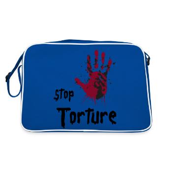 Arrêtez la torture. Militant des droits de l’homme - Sac Retro - bleu/blanc - Dos