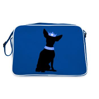 Chihuahua Prince with Blue Crown - Retro Bag - blue/white - Back