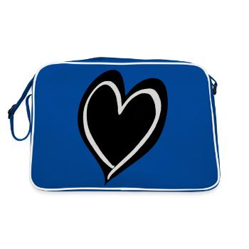 Cœur noir et blanc - Sac Retro - bleu/blanc - Dos