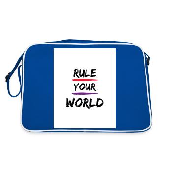 Regiere deine Welt - Retro Tasche - Blau/Weiß - Hinten