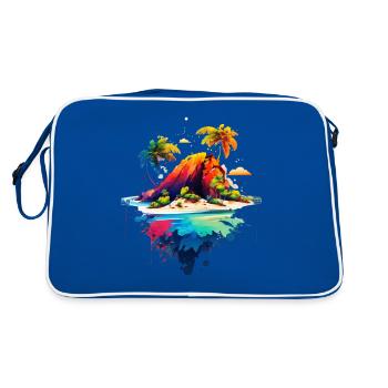 Belle illustration de l’île | Île des mers du Sud - Sac Retro - bleu/blanc - Dos