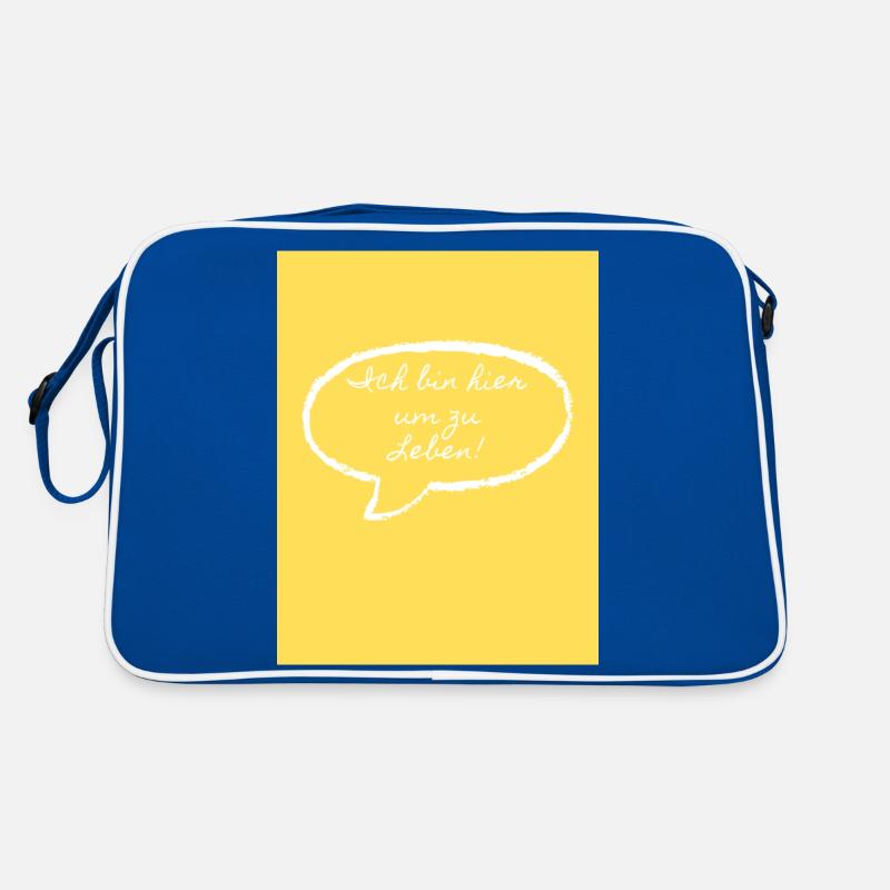 Ich bin hier um zu Leben. - Retro Tasche - Blau/Weiß