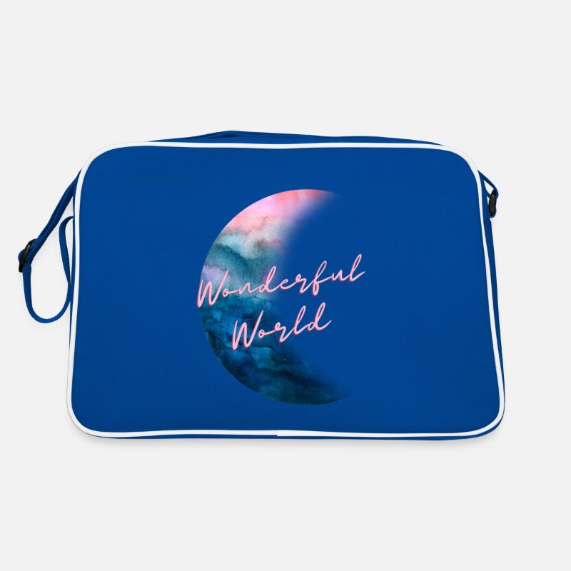 Wonderful world - Retro Tasche - Blau/Weiß