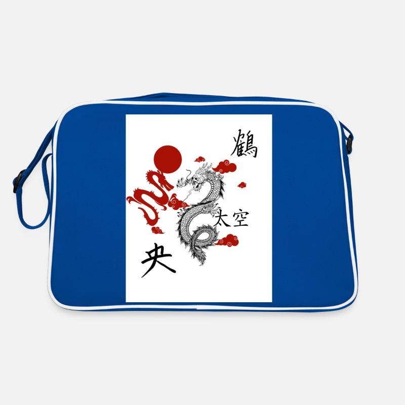 China Drachen - Retro Tasche - Blau/Weiß
