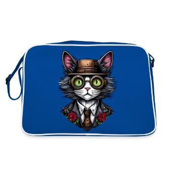 Chat steampunk - Sac Retro - bleu/blanc - Dos