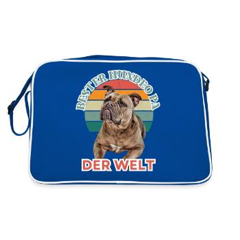BESTER HUNDEOPA Bulldogge Hund Hunde Old English - Retro Tasche - Blau/Weiß - Hinten