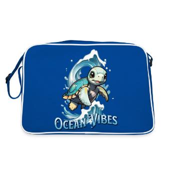 Ocean Vibes Turtle - Retro Bag - blue/white - Back