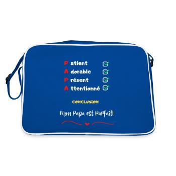 'Mon Papa est parfait' message drôle papa patient - Sac Retro - bleu/blanc - Dos