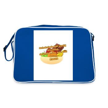 Schokolade hat wenig Vitamine - Retro Tasche - Blau/Weiß - Hinten