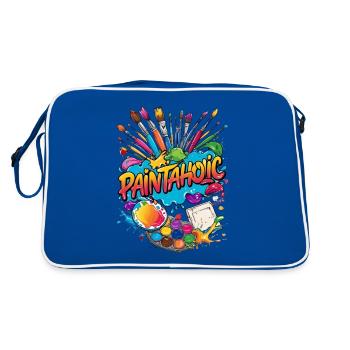 Maler malen Kind Geschenk - Retro Tasche - Blau/Weiß - Hinten