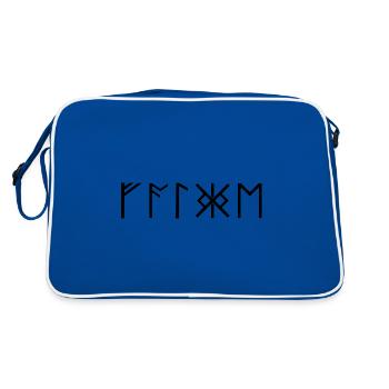 Falcon runes font Germanic Vikings Celts - Retro Bag - blue/white - Back