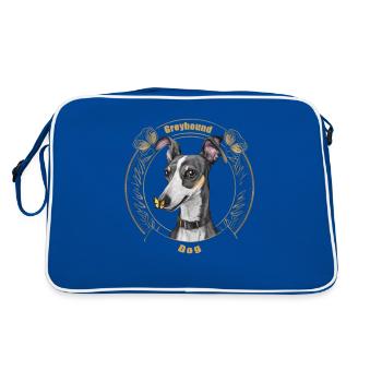 lévrier de dessin animé avec papillon mignon - Sac Retro - bleu/blanc - Dos