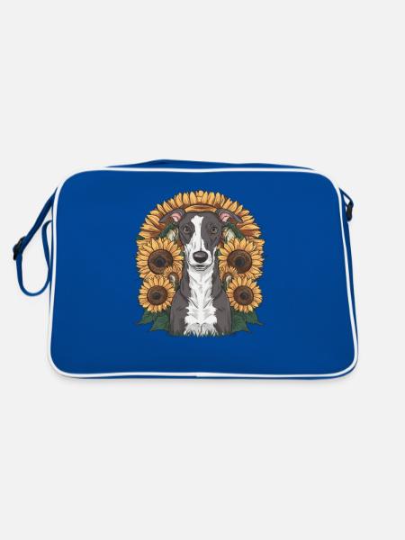 Lévrier et tournesols - Sac Retro - bleu/blanc - Dos