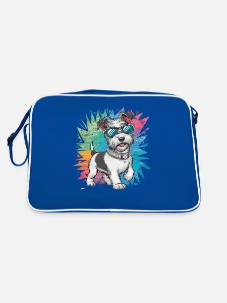 Dandie Dinmont Terrier en dessin animé - Sac Retro - bleu/blanc - Dos