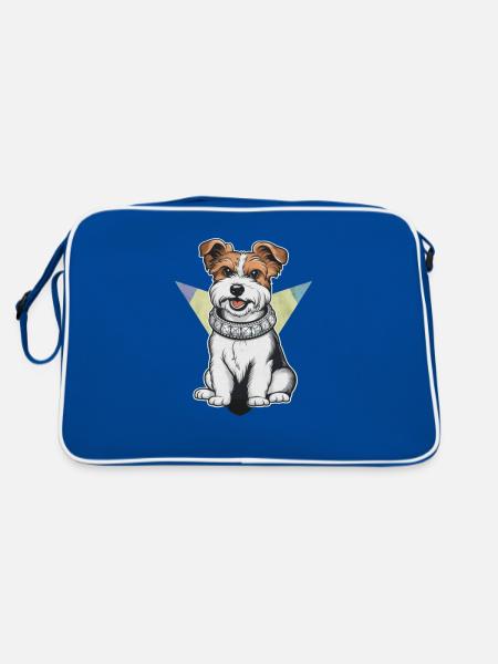 Dandie Dinmont Terrier en dessin animé - Sac Retro - bleu/blanc - Dos