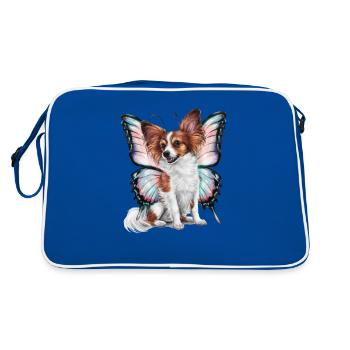 Dessin animé Papillon chien avec des ailes de papillon - Sac Retro - bleu/blanc - Dos