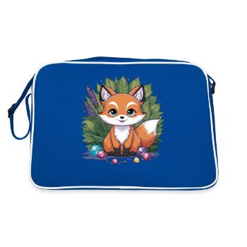 Kawaii Fuchs im Cartoon Stil mit bunten Steinen - Retro Tasche - Blau/Weiß - Hinten