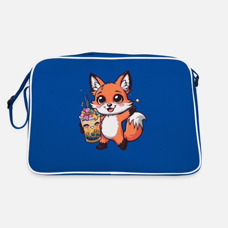 Renard Kawaii avec Bubble Tea Sac Retro