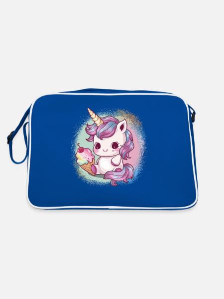 Licorne kawaii avec glace - Sac Retro - bleu/blanc - Dos