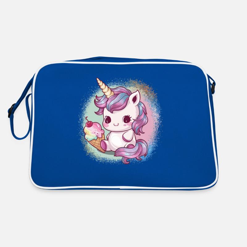 Kawaii Einhorn mit Eis Retro Tasche