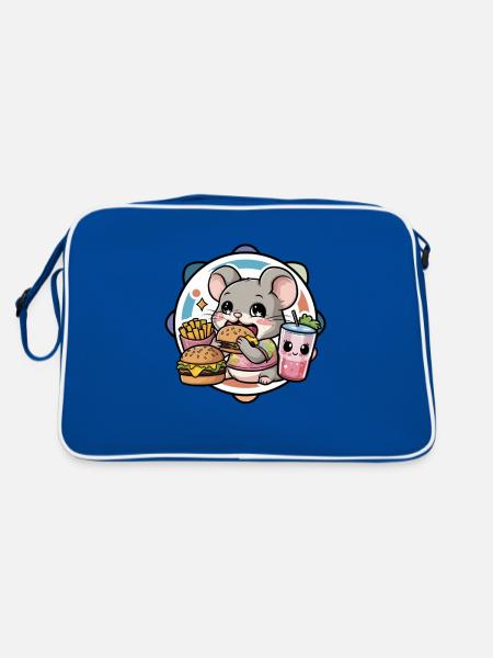 Kawaii Mouse Adore la restauration rapide - Sac Retro - bleu/blanc - Dos