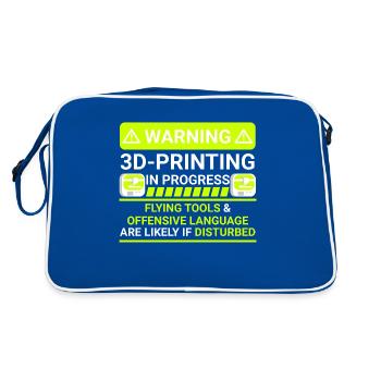 warning 3d printing in progress - Retro Tasche - Blau/Weiß - Hinten