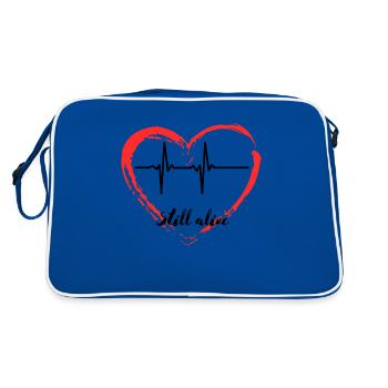 Heartbeat Heart Life Still Alive Pulse Heart Love - Retro Bag - blue/white - Back