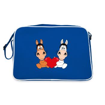 PFERD - PFERDE - LIEBE - LOVE - TIERLIEB - PONYS - Retro Tasche - Blau/Weiß - Hinten