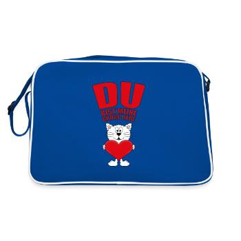 KATZE - CAT - DU BIST MEINE GROßE LIEBE - Retro Tasche - Blau/Weiß - Hinten