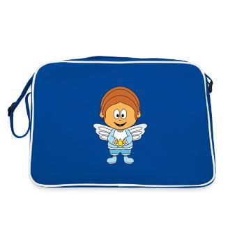 JUNGE - ENGEL - KIND - HIMMEL - BABY - KINDER - Retro Tasche - Blau/Weiß - Hinten