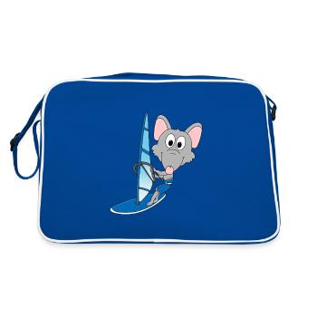 WASSERRATTE - SURFER - WINDSURFER - TIER - FUN - Retro Tasche - Blau/Weiß - Hinten
