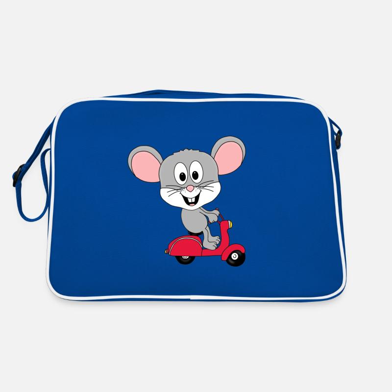 ROLLER - MAUS - TIER - KIND - BABY - Retro Tasche - Blau/Weiß